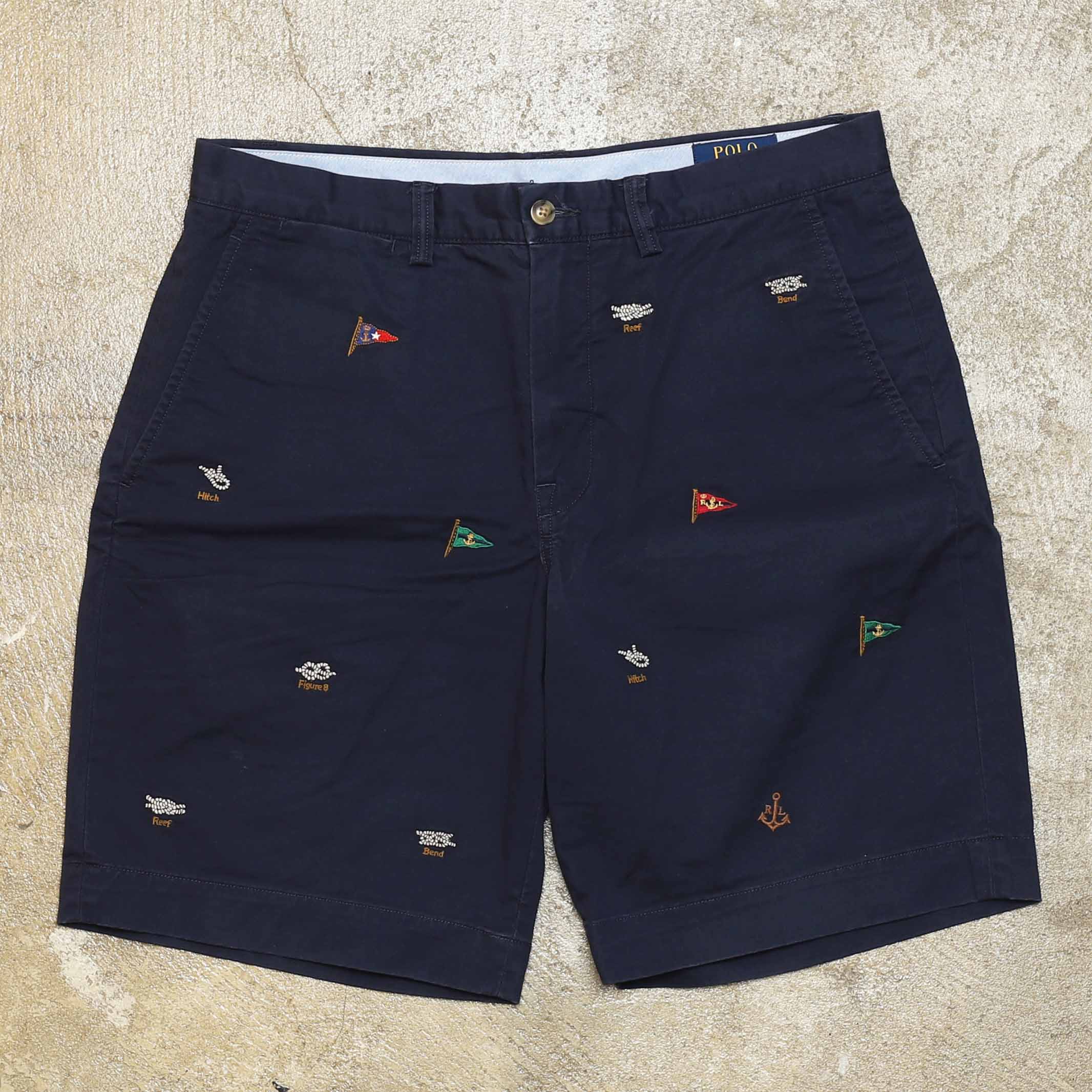 POLO RALPH LAUREN EMBROIDERED SHORTS - NAVY