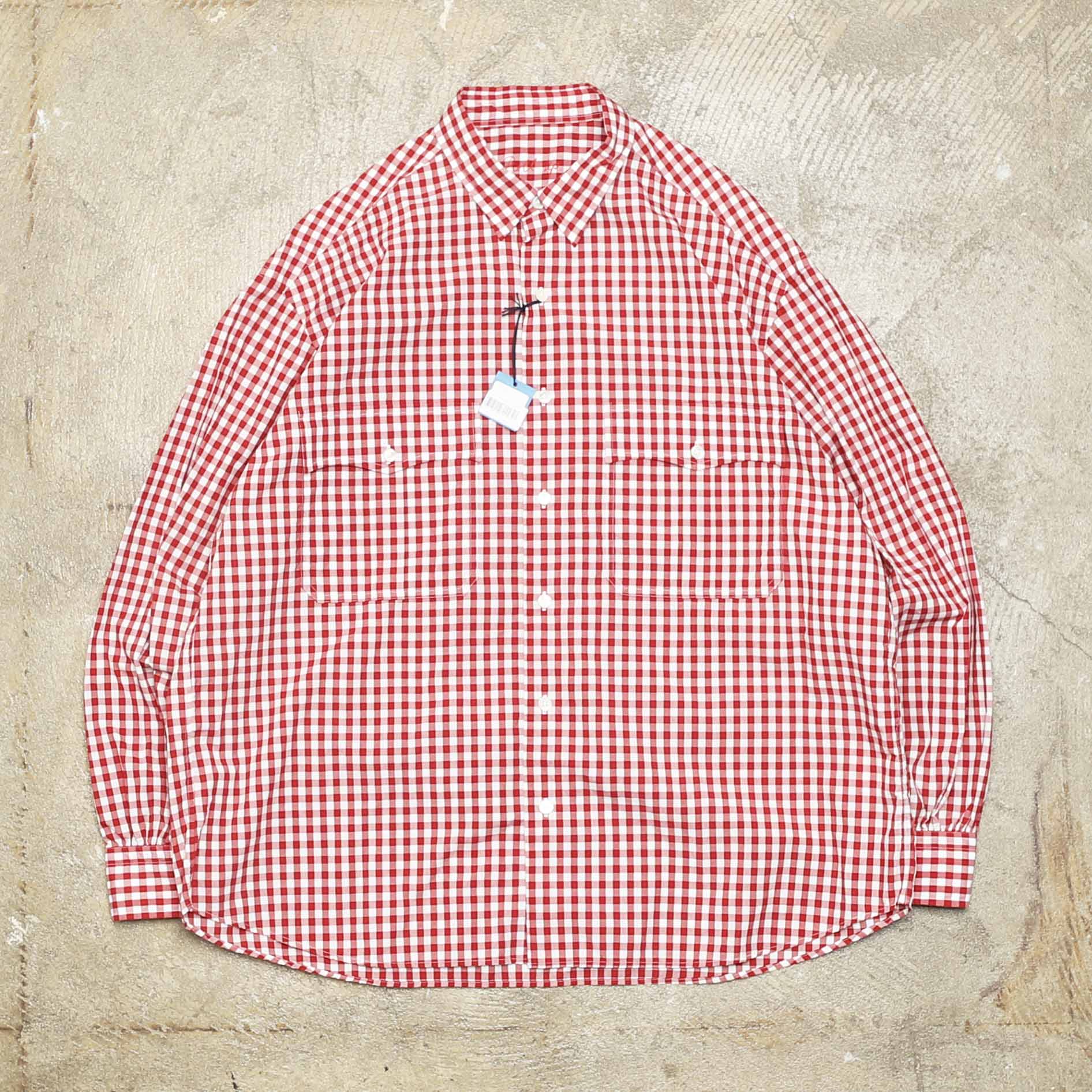 PORTER CLASSIC ROLL UP GINGHAM CHECK SHIRT - RED