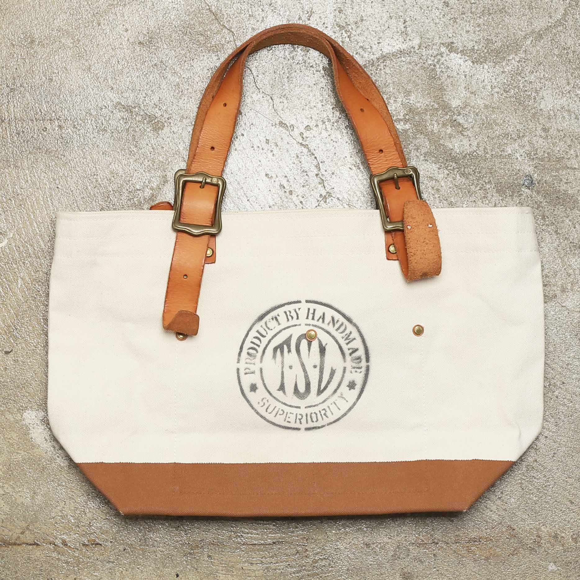 THE SUPERIOR LABOR LEATHER CANVAS TOTE BAG - NATURAL