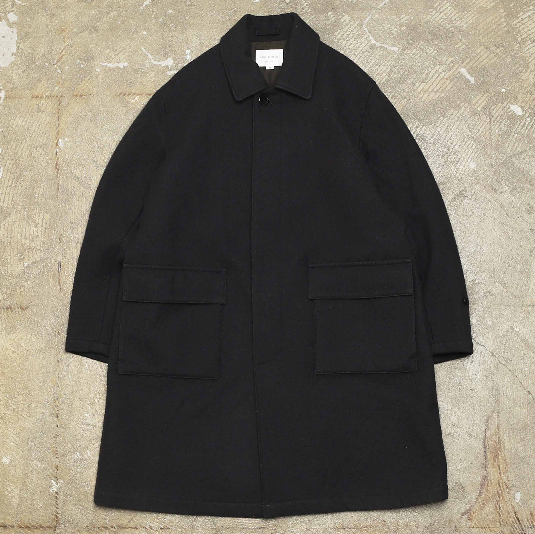 STILL BY HAND BAL COLLAR COAT - CHARCOAL